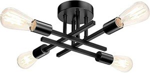 Matte Black Modern Semi Flush Mount Ceiling Light