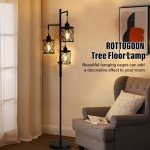 ROTTOGOON Dimmable Farmhouse Floor Lamp, Industrial Floor Lamp for Living Room with 3 X 6W LED Bulbs, 3 Light Rustic Standing Tall Lamp for Bedroom, Office, 68"
