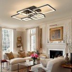 Shine LUEST Modern LED Ceiling Light Fixture Black Kitchen Lighting Fixtures Ceiling for Bedroom 31.5" Dimmable 6 Ring Square Ceiling Light for Kitchen with Remote Control for Living Room,Dining Room