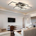 Shine LUEST Modern LED Ceiling Light Fixture Black Kitchen Lighting Fixtures Ceiling for Bedroom 31.5" Dimmable 6 Ring Square Ceiling Light for Kitchen with Remote Control for Living Room,Dining Room