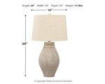Signature Design by Ashley Layal Casual 29" Textured Paper Composite Carved Base Single Table Lamp, Beige