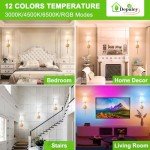 Depuley Battery Operated Wall Sconce: Set of 2 Wireless Wall Lights with Remote for Bedroom - Rechargeable 15 Colors Gold Wall Lamp for Living Room Hallway