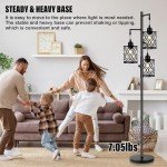 ROTTOGOON Dimmable Farmhouse Floor Lamp, Industrial Floor Lamp for Living Room with 3 X 6W LED Bulbs, 3 Light Rustic Standing Tall Lamp for Bedroom, Office, 68"