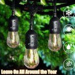 Lakumu Outdoor String Lights 96FT(48×2), Commercial Grade Heavy Duty Patio Light with Dimmable S14 Shatterproof LED Bulbs, Linkable Waterproof Bistro Lights for Outside Deck Backyard Cafe Market