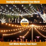 Lakumu Outdoor String Lights 96FT(48×2), Commercial Grade Heavy Duty Patio Light with Dimmable S14 Shatterproof LED Bulbs, Linkable Waterproof Bistro Lights for Outside Deck Backyard Cafe Market