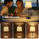 NIORSUN Portables Cordless Table Lamp,Flaxen Fabric Shade Battery Operated Lamp,5200mAh Bedside Table Lamp with Warm White,3 Way Dimmable Touch Desk Lamp for Bedroom Living Room Restaurant (Black)