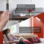 Wio-Mio 15w/1000lm Bright LED Floor Lamp with Stepless Adjustable 3000K-6000K Colors and Dimmer, Remote and Touch Control Reading Lamp, Adjustable Gooseneck Floor Lamp for Living Room