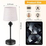NIORSUN Portables Cordless Table Lamp,Flaxen Fabric Shade Battery Operated Lamp,5200mAh Bedside Table Lamp with Warm White,3 Way Dimmable Touch Desk Lamp for Bedroom Living Room Restaurant (Black)