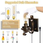 Yisuro Plug in Wall Sconce,Oil Rubbed Bronze Wall Sconces,Retro Rustic Wall Lamps,Sconces Wall Lighting with Amber Glass,Indoor Vintage Bedside Wall Lighting for Living Room Bathroom