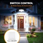 LUTEC 75W 8000 Lumen Floods Light Outdoor, Switch Controlled LED Security Lights with 3 Adjustable Heads, 5000K Daylight, IP65 Waterproof Exterior Flood Light for Outside Garage, Yard, Patio-White