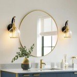 Ymlii Indoor Wall Sconce, Black and Gold Wall Light Fixture with 4.9 Inches Clear Glass Shade, Bathroom Vanity Lights, Wall Lamp for Living Room, Bedroom, Hallway