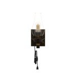 Yisuro Plug in Wall Sconce,Oil Rubbed Bronze Wall Sconces,Retro Rustic Wall Lamps,Sconces Wall Lighting with Amber Glass,Indoor Vintage Bedside Wall Lighting for Living Room Bathroom