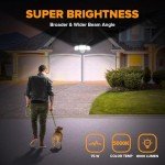 LUTEC 75W 8000 Lumen Floods Light Outdoor, Switch Controlled LED Security Lights with 3 Adjustable Heads, 5000K Daylight, IP65 Waterproof Exterior Flood Light for Outside Garage, Yard, Patio-White