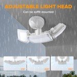 LUTEC 75W 8000 Lumen Floods Light Outdoor, Switch Controlled LED Security Lights with 3 Adjustable Heads, 5000K Daylight, IP65 Waterproof Exterior Flood Light for Outside Garage, Yard, Patio-White