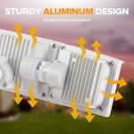 LUTEC 75W 8000 Lumen Floods Light Outdoor, Switch Controlled LED Security Lights with 3 Adjustable Heads, 5000K Daylight, IP65 Waterproof Exterior Flood Light for Outside Garage, Yard, Patio-White