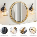 Ymlii Indoor Wall Sconce, Black and Gold Wall Light Fixture with 4.9 Inches Clear Glass Shade, Bathroom Vanity Lights, Wall Lamp for Living Room, Bedroom, Hallway