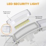 LUTEC 75W 8000 Lumen Floods Light Outdoor, Switch Controlled LED Security Lights with 3 Adjustable Heads, 5000K Daylight, IP65 Waterproof Exterior Flood Light for Outside Garage, Yard, Patio-White