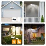UME Solar Outdoor Lights 302 LED 3000LM, IP65 Waterproof Motion Sensor Outdoor Lights, 3 Heads Solar Security Flood Lights 270 Wide Lighting Angle with 3 Modes for Garden Patio Yard - 2 Pack