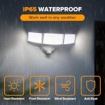 LUTEC 75W 8000 Lumen Floods Light Outdoor, Switch Controlled LED Security Lights with 3 Adjustable Heads, 5000K Daylight, IP65 Waterproof Exterior Flood Light for Outside Garage, Yard, Patio-White