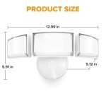 LUTEC 75W 8000 Lumen Floods Light Outdoor, Switch Controlled LED Security Lights with 3 Adjustable Heads, 5000K Daylight, IP65 Waterproof Exterior Flood Light for Outside Garage, Yard, Patio-White