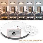 TALOYA Black 6 Pack Led Ceiling Fixture Flush Mount for Kitchen Living Room Garage Foyer, 3000K/3500K/4000K/5000K/6500K 5-in-1 CCT Selectable, 12 Inch 20W Ultra-Thin Surface Mounted Light Fixture