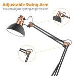 LEPOWER Floor Lamp, Metal Adjustable Reading Swing Arm Standing Lamp with Heavy Metal Base, Eye-Caring Reading/Pole Lamp with On/Off Switch for Living Room, Bedroom, Office Sand Black