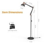 LEPOWER Floor Lamp, Metal Adjustable Reading Swing Arm Standing Lamp with Heavy Metal Base, Eye-Caring Reading/Pole Lamp with On/Off Switch for Living Room, Bedroom, Office Sand Black