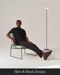 Brightech Sky LED Floor lamp, Torchiere Super Bright Floor Lamp for Living Rooms & Offices - Dimmable, Tall Standing Lamp for Bedroom Reading - Brushed Nickel