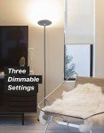Brightech Sky LED Floor lamp, Torchiere Super Bright Floor Lamp for Living Rooms & Offices - Dimmable, Tall Standing Lamp for Bedroom Reading - Brushed Nickel
