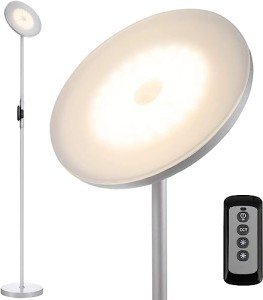 JOOFO Floor Lamp,30W/2400LM Sky LED Modern Torchiere 3 Color Temperatures Super Bright Floor Lamps-Tall Standing Pole Light with Remote & Touch Control for Living Room,Bed Room,Office(Platinum Silver)