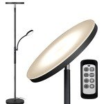 Dimunt Floor Lamp LED Floor Lamps for Living Room Bright Lighting, 27W/2000LM Main Light and 7W/350LM Side Reading Lamp, Adjustable 3 Colors Tall Lamp with Remote & Touch Control