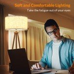 LEPOWER Wood Tripod Floor Lamp, Mid Century Standing Lamp for Living Room, Flaxen Lamp Shade, Modern Design Standing Lamp with E26 Base, Tall Floor Light for Bedroom, Study Room and Office Brown