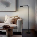 Brightech Leaf Pharmacy LED Reading Lamp, Dimmable Floor Lamp with Easy Rotation Over Chair or Desk for Living Rooms & Offices, Adjustable Standing Lamp, Tall Lamp for Sewing & Craftwork - Jet Black