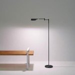 Brightech Leaf Pharmacy LED Reading Lamp, Dimmable Floor Lamp with Easy Rotation Over Chair or Desk for Living Rooms & Offices, Adjustable Standing Lamp, Tall Lamp for Sewing & Craftwork - Jet Black