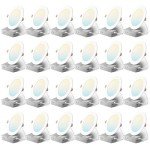 Amico 24 Pack 6 Inch 5CCT Ultra-Thin LED Recessed Ceiling Light with Junction Box, 2700K/3000K/3500K/4000K/5000K Selectable, 1050 Lumens, Dimmable Canless Wafer Downlight, 12W Eqv 110W-ETL&FCC