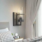 Tipace Black Wall Light Fixtures,Industrial Wall Sconces Clear Glass Wall Mount Sconce,Wall Lamp for Living Room Bedroom Hallway(Bulb not Include)