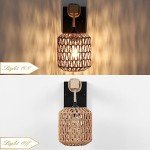 Neechicx Rattan Boho Wall Sconce, Hardwired Hand-Woven Farmhouse Wall Lamps with Wooden Arm & On/Off Dimmable Switch,Large Rustic Indoor Wall Mount Light Fixtures for Bedroom Nursery Bathroom, 1 Pack
