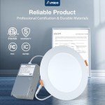 Amico 24 Pack 6 Inch 5CCT Ultra-Thin LED Recessed Ceiling Light with Junction Box, 2700K/3000K/3500K/4000K/5000K Selectable, 1050 Lumens, Dimmable Canless Wafer Downlight, 12W Eqv 110W-ETL&FCC