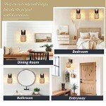 Neechicx Rattan Boho Wall Sconce, Hardwired Hand-Woven Farmhouse Wall Lamps with Wooden Arm & On/Off Dimmable Switch,Large Rustic Indoor Wall Mount Light Fixtures for Bedroom Nursery Bathroom, 1 Pack