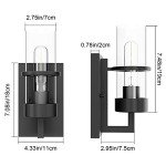 Tipace Black Wall Light Fixtures,Industrial Wall Sconces Clear Glass Wall Mount Sconce,Wall Lamp for Living Room Bedroom Hallway(Bulb not Include)