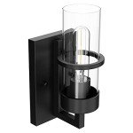 Tipace Black Wall Light Fixtures,Industrial Wall Sconces Clear Glass Wall Mount Sconce,Wall Lamp for Living Room Bedroom Hallway(Bulb not Include)