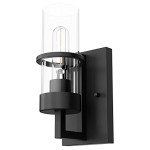Tipace Black Wall Light Fixtures,Industrial Wall Sconces Clear Glass Wall Mount Sconce,Wall Lamp for Living Room Bedroom Hallway(Bulb not Include)