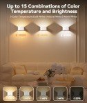 4 Pack Motion Sensor Wall Sconce, 5500mAh - Wall Light with Remote Control - Dimmable 3 Color Changing Light Fixture - Rechargeable Battery Operated Wall Mounted Lights - LED Indoor Wall Lamp, White