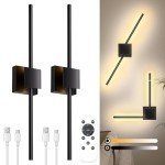 Torchlet Battery Operated Wall Sconces with Remote Control, Dimmable Wall Sconces Set of Two with DIY Independently Rotatable Lamppost, 3000K-6000K LED Wall Lights for Living Room, Bedroom, 28.3 Inch
