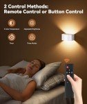 4 Pack Motion Sensor Wall Sconce, 5500mAh - Wall Light with Remote Control - Dimmable 3 Color Changing Light Fixture - Rechargeable Battery Operated Wall Mounted Lights - LED Indoor Wall Lamp, White