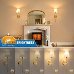 NIORSUN Battery Operated Wall Sconce Set of 2,Gold Rechargeable Wall Lights with 5200mAh Dimmable Bulbs and Remote,10 Colors Wireless Wall Lamps for Bedroom Living Room Hallway