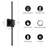 Torchlet Battery Operated Wall Sconces with Remote Control, Dimmable Wall Sconces Set of Two with DIY Independently Rotatable Lamppost, 3000K-6000K LED Wall Lights for Living Room, Bedroom, 28.3 Inch