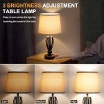 USB Bedside Lamp, 3-Way Dimmable Touch Table Lamp with USB C+A Charging Ports Industrial Table Lamp Black Metal Base Farmhouse Reading Lamp for Bedroom, Living Room, Office or Study LED Bulb Included