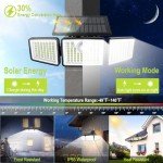 daphino 2500LM Solar Lights Outdoor with Motion Sensor,3 Head 270° Wide Angle Street Area Lights,IP65 Waterproof Security Lighting with 3 Modes(Non-Remote,2 Pcs)