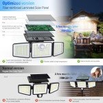 daphino 2500LM Solar Lights Outdoor with Motion Sensor,3 Head 270° Wide Angle Street Area Lights,IP65 Waterproof Security Lighting with 3 Modes(Non-Remote,2 Pcs)